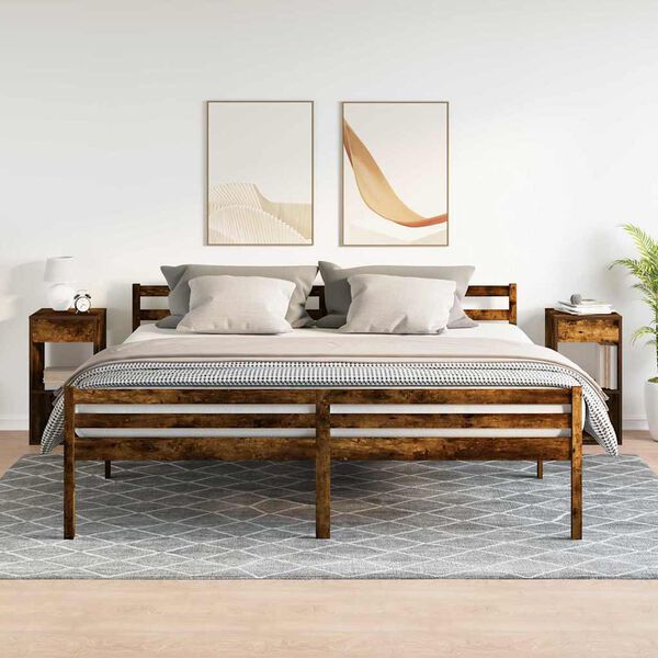 vidaXL S&auml;ngbord 2 st med l&aring;da r&ouml;kf&auml;rgad ek 35x34x66,5 cm