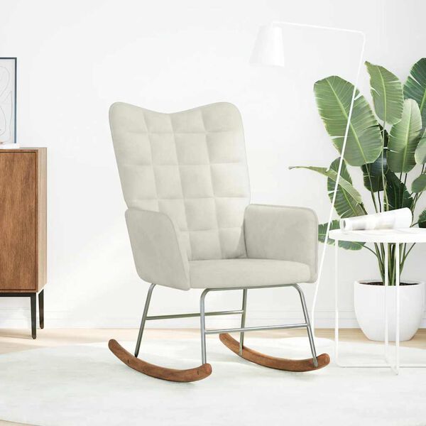 vidaXL Gungstol gr&auml;ddvit sammet