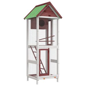 vidaXL F&aring;gelhus mocka 60x58,5x160 massiv furu