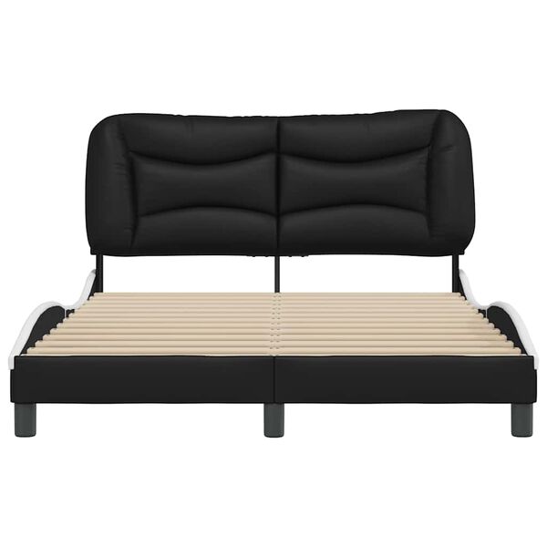 vidaXL Bed Frame without Mattress "Hvar" Black and White 140x190 cm Faux Leather