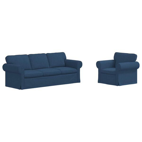vidaXL Soffa 2 pcs Bl&aring; 215 x 82 x 80 cm tyg
