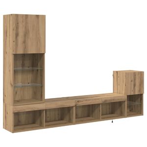 vidaXL TV V&auml;gg Enheter med LED -remsljus Artisan Ek Konstruerat tr&auml;