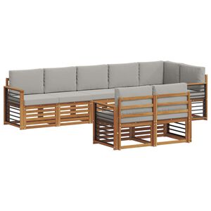 vidaXL Soffgrupper 8 pcs Naturlig och Ljus Gr&aring; Massivt Akaciatr&auml;