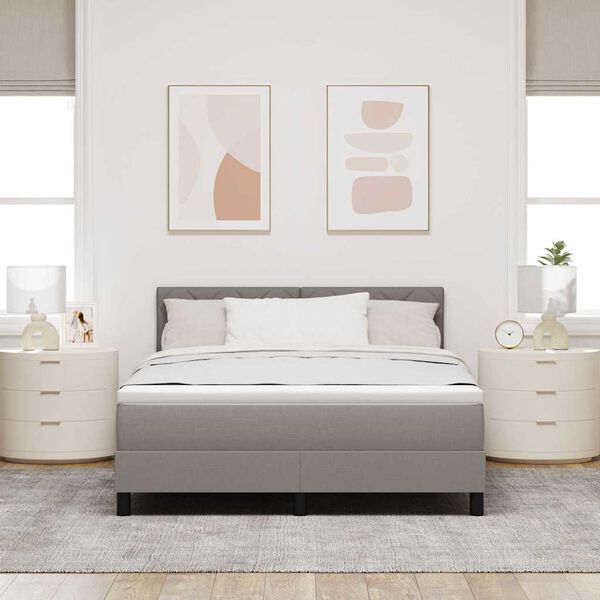 vidaXL B&auml;ddfj&auml;der med huvudgavel Taupe 160 x 200 cm tyg