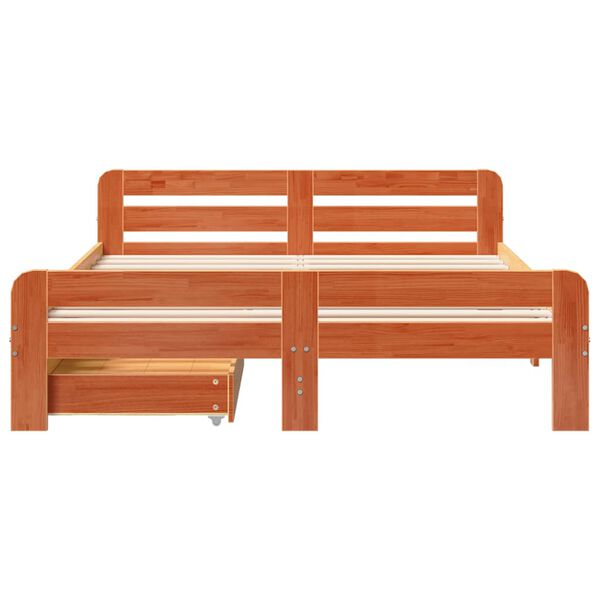 vidaXL S&auml;ngram utan madrass vaxbrun 160x200 cm massiv furu