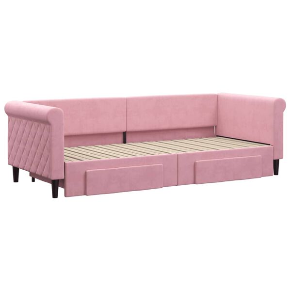 vidaXL Dagbädd utdragbar med lådor rosa 80x200 cm sammet