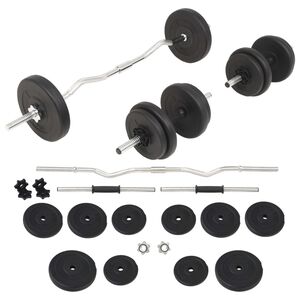 vidaXL Skivst&aring;ng och hantlar set 30 kg