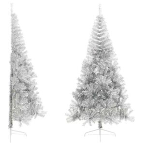 vidaXL Halv plastgran med fot silver 210 cm PET
