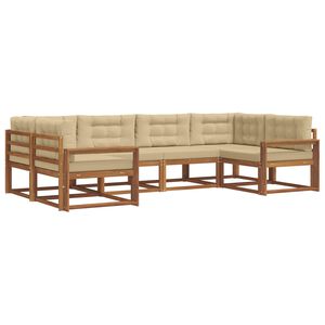 vidaXL Utomhussoffset med kudde 6 pcs Naturlig och Beige