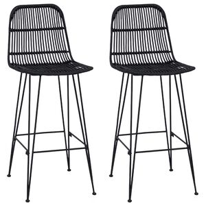 vidaXL Barpall 2 st Svart 44 x 55 x 109 cm Rattan och St&aring;l