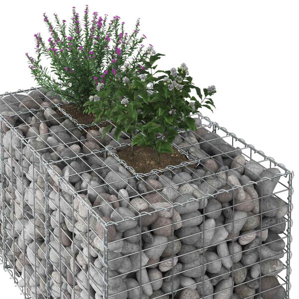 vidaXL Gabion upph&ouml;jd s&auml;ng Silver 100 x 60 x 55 cm Galvaniserat St&aring;l