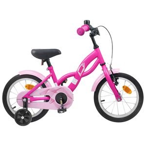 vidaXL Barncykel 12 Tum f&ouml;r 2-4 &aring;ringar M&ouml;rkrosa
