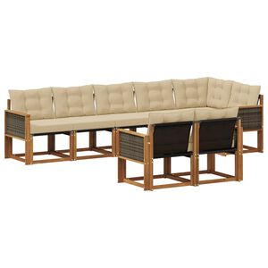 vidaXL Utomhussoffset med kudde 8 pcs Naturlig och Beige