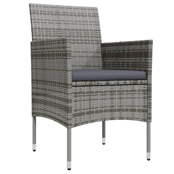 vidaXL Matgrupp f&ouml;r tr&auml;dg&aring;rden med dynor 9 delar gr&aring; och svart