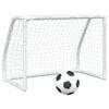 vidaXL Barnfotbollsm&aring;l 2 st med boll vit 64x35x48 cm metall