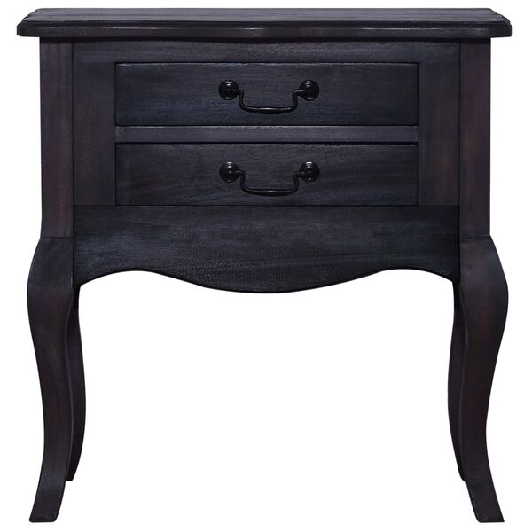 vidaXL Sidobord med l&aring;dor svart 60x30x60 cm massiv mahogny