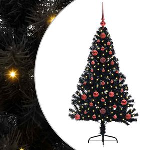 vidaXL Konstgjord F&ouml;rbelyst Julgran Svart 120 cm PVC