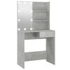 vidaXL Sminkbord med LED betonggr&aring; 74,5x40x141 cm