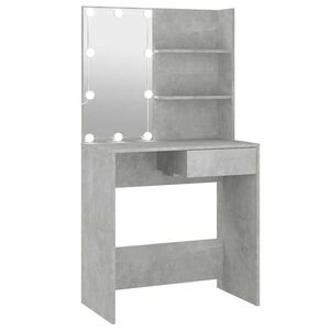 vidaXL Sminkbord med LED betonggr&aring; 74,5x40x141 cm