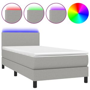 vidaXL Rams&auml;ng med madrass & LED ljusgr&aring; 80x200 cm tyg