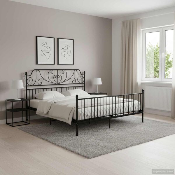 vidaXL Sängram utan madrass svart metall 180x200 cm