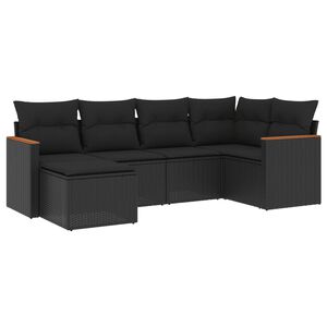 vidaXL Loungegrupp med dynor 6 delar svart konstrotting