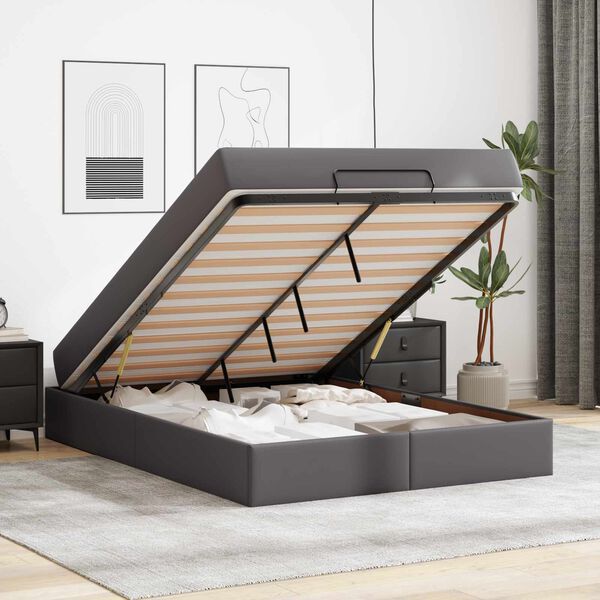 vidaXL S&auml;ngram med madrass med madrass 2 pcs Gr&aring; PVC