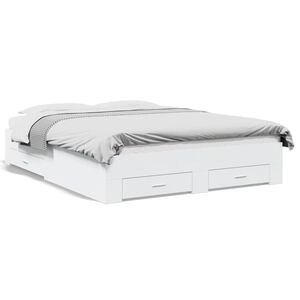 vidaXL S&auml;ngram med l&aring;dor vit 160x200 cm konstruerat tr&auml;