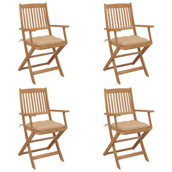 vidaXL Hopf&auml;llbara tr&auml;dg&aring;rdsstolar med dynor 4 st massivt akaciatr&auml;