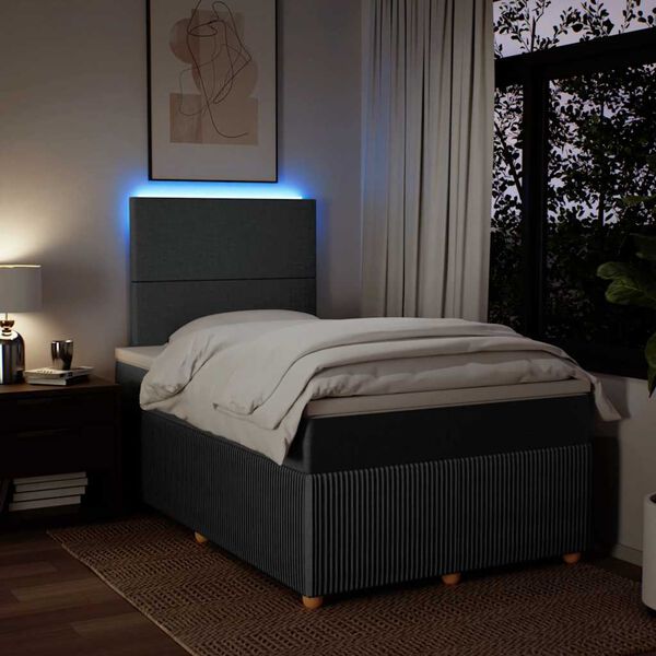 vidaXL Rams&auml;ng med madrass m&ouml;rkgr&aring; 120x200 cm tyg