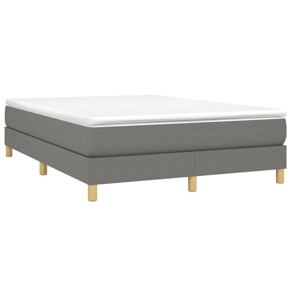 vidaXL Boxspring-s&auml;ngram m&ouml;rkgr&aring; 140x190 cm tyg
