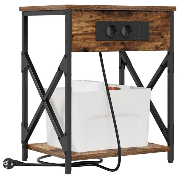 vidaXL Nattduksbord 2 pcs R&ouml;kt ek 41 x 31 x 51 cm Konstruerat tr&auml;