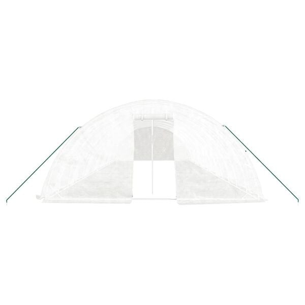 vidaXL V&auml;xthus med st&aring;lram vit 70 m&sup2; 14x5x2,3 m