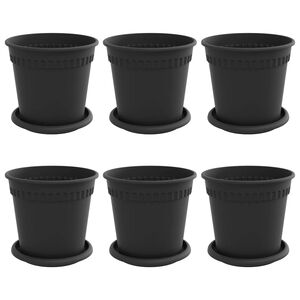 vidaXL V&auml;xtkrukor 6 pcs Svart &Oslash; 17 x 14 cm Plast