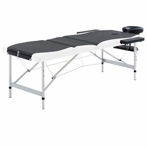 vidaXL Hopf&auml;llbar massageb&auml;nk 3 sektioner aluminium svart och vit