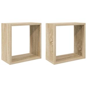 vidaXL V&auml;gghylla kubformad 2 st sonoma-ek 30x15x30 cm