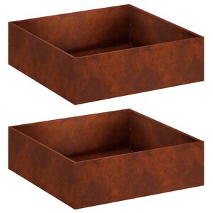 vidaXL Tr&auml;dg&aring;rdsplanterare 2 st Rostig 80 x 80 x 30 cm