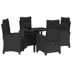 vidaXL Tr&auml;dg&aring;rdsm&ouml;belset med kudde 5 pcs Svart konstrotting