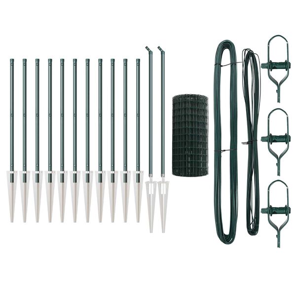 vidaXL St&auml;ngsel med stolpe Gr&ouml;n 0,8 x 25 m St&aring;l och PVC