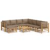 vidaXL Loungegrupp 9 delar taupe dynor bambu