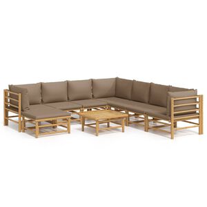 vidaXL Loungegrupp 9 delar taupe dynor bambu