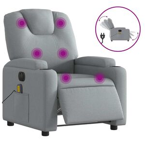 vidaXL Elektrisk massagef&aring;t&ouml;lj ljusgr&aring; tyg