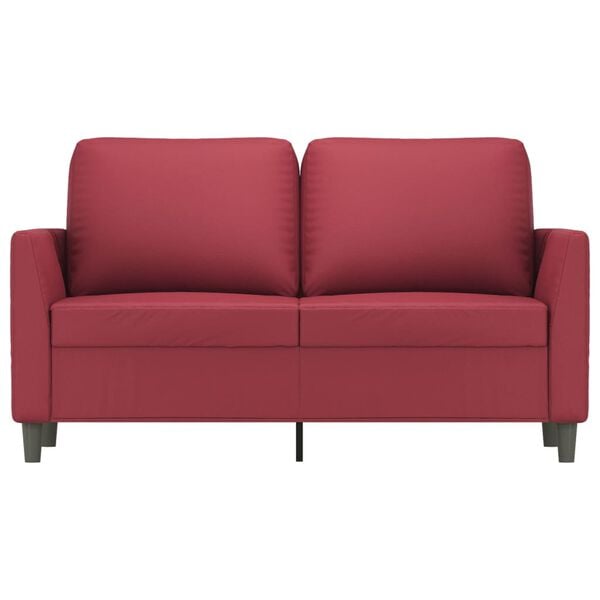 vidaXL 2-sitssoffa vinr&ouml;d 120 cm fuskl&auml;der