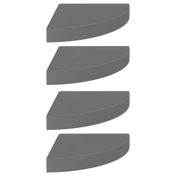 vidaXL Svävande hörnhyllor 4 st grå högglans 25x25x3,8 cm MDF