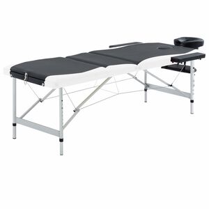 vidaXL Hopf&auml;llbar massageb&auml;nk 3 sektioner aluminium svart och vit