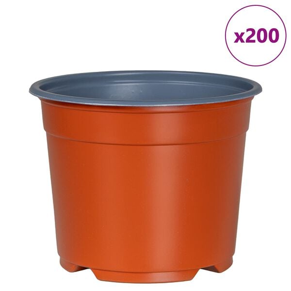 vidaXL Blomkruka 200 pcs Terracotta &Oslash; 15 x 12,5 cm Plast
