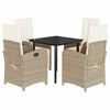 vidaXL Matgrupp f&ouml;r tr&auml;dg&aring;rden med dynor 5 delar beige konstrotting