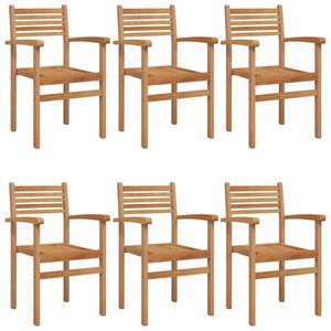 vidaXL Stol 6 pcs Brun 56 x 55 x 90.5 cm Massivt teaktr&auml;