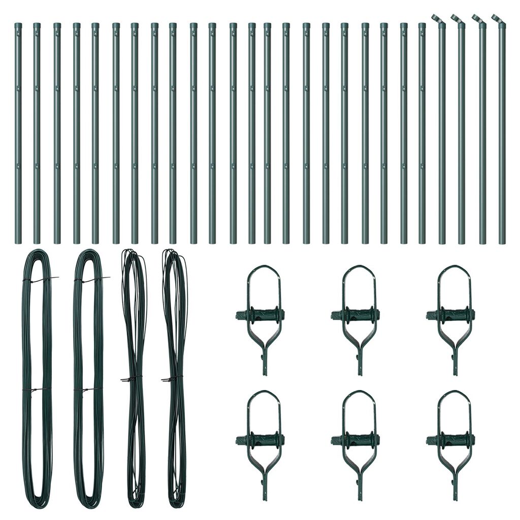 vidaXL Staketstolpar 26 st Grön Ø32 mm 120 cm Galvaniserat Stål