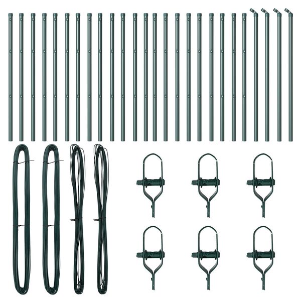 vidaXL Staketstolpar 26 st Grön Ø32 mm 120 cm Galvaniserat Stål